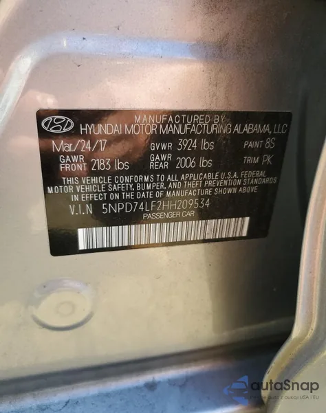 2017 Hyundai Elantra Se from USA, damaged, VIN 5NPD74LF2HH209534